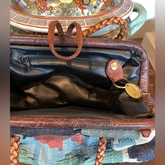 Marco Avante Killim Carpet Multicolor Southwestern Patterned Tote Bag Vintage - Picture 7 of 14